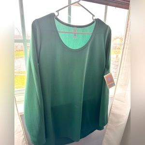 Size Large LuLaRoe long sleeve light green waffle print top, new with tags